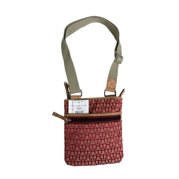 Tommy Hilfiger Crossbody Red Shoulder Bag Outside and Inside Zipper Sz M - NWT - Picture 1 of 14